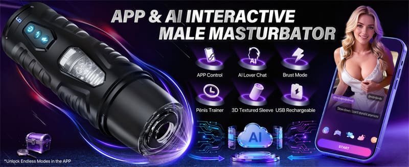 Hotsvibe AI Interactive Male Masturbator Sex Toys for Men with 7 Thrusting & 7 Rotating Modes Hands Free Sex Machine