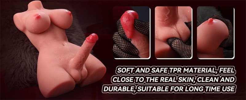 21.5LB Hermosa Vibrating Shemale Sex Doll Torso Masturbator with 7 Inch Thrusting Dildo 10