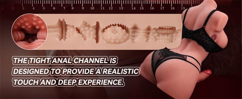 21.5LB Hermosa Vibrating Shemale Sex Doll Torso Masturbator with 7 Inch Thrusting Dildo 13