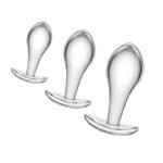 3 Pcs Clear Crystal Butt Plug Glass Anal Trainer Set Anal Plugs with Boat-Shaped Safety Base
