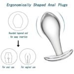 3 Pcs Clear Crystal Butt Plug Glass Anal Trainer Set Anal Plugs with Boat-Shaped Safety Base - Image 2