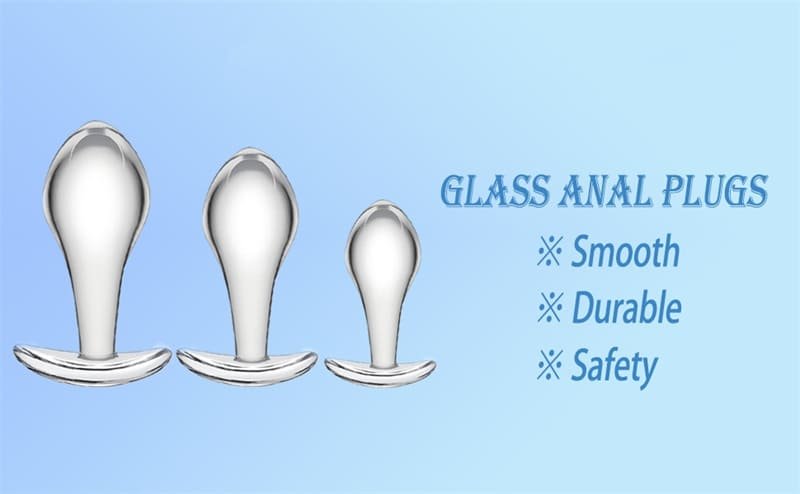 3 Pcs Clear Crystal Butt Plug Glass Anal Trainer Set Anal Plugs with Boat-Shaped Safety Base