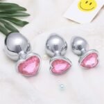 3Pcs Set Luxury Heart Shaped Metal Butt Plugs Jewel Butt Plug Kit Anal Trainer S&M Adult Gay Anal Plugs - Image 3
