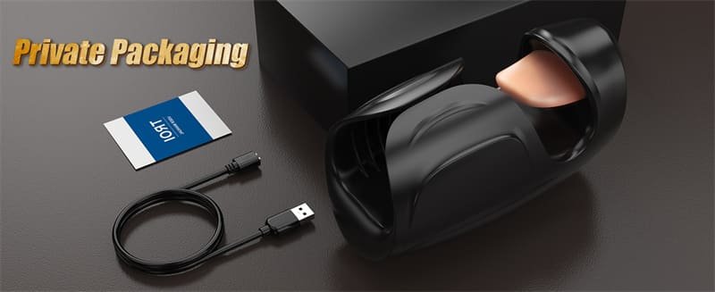 Black Tongue Penis Training Vibrator Male Masturbator with 10 Tongue-Licking & Tapping & Vibrating Sex Toys for Men