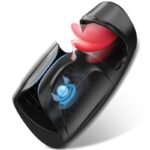 Black Tongue Penis Training Vibrator Male Masturbator with 10 Tongue-Licking & Tapping & Vibrating Sex Toys for Men