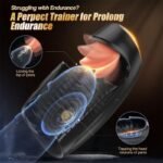 Black Tongue Penis Training Vibrator Male Masturbator with 10 Tongue-Licking & Tapping & Vibrating Sex Toys for Men - Image 2