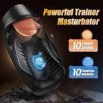 Black Tongue Penis Training Vibrator Male Masturbator with 10 Tongue-Licking & Tapping & Vibrating Sex Toys for Men - Image 3