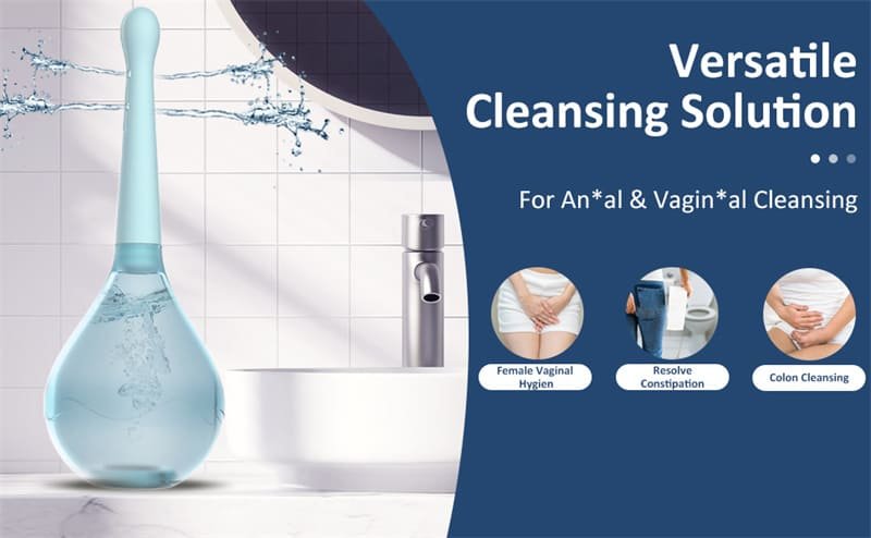 Blue Anal Douche Bottle Anal Enema Bulb with 5 Spouts Enema Anal Douche for Men Women Anti Back Flow 12