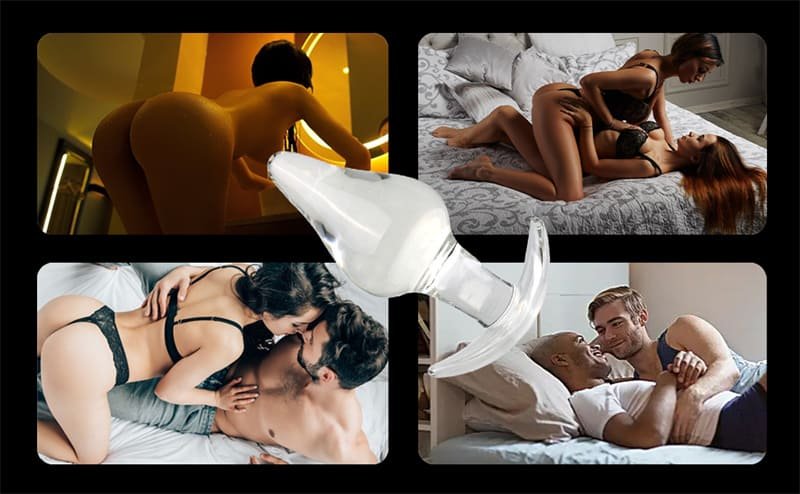 Clear Glass Butt Plug Anal Expander Training Masturbation for Men Women 4 Clear Glass Butt Plug Anal Expander Training Masturbation for Men Women 9