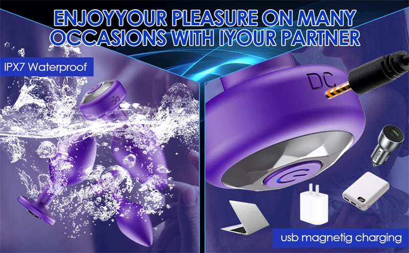 Hotsvibe 10 Vibrations Butt Plugs Anal Vibrator Purple Anal Plug Prostate Massager for Adults with Remote Control