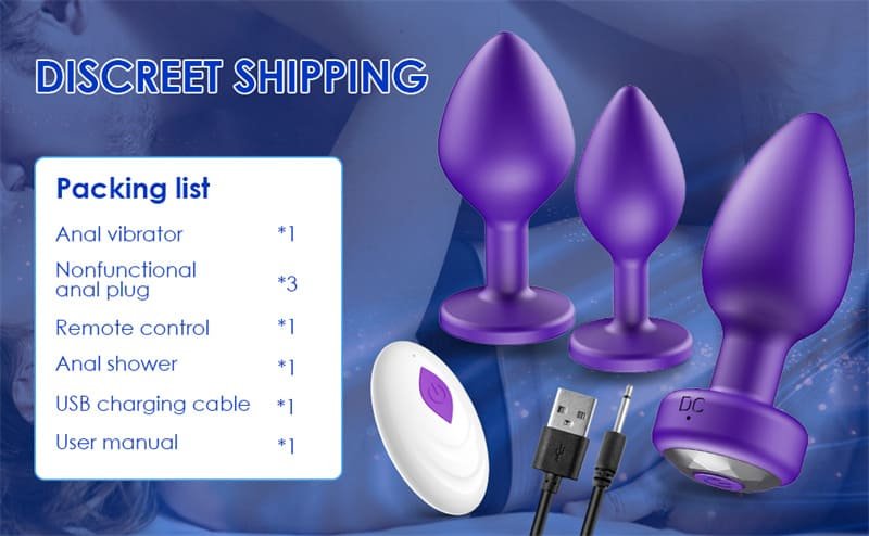 Hotsvibe 10 Vibrations Butt Plugs Anal Vibrator Purple Anal Plug Prostate Massager for Adults with Remote Control