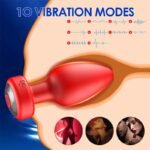Hotsvibe 10 Vibrations Red Anal Plug Training Kit Vibrating Silicone Butt Plugs with Remote Control - Image 2