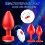 Hotsvibe 10 Vibrations Red Anal Plug Training Kit Vibrating Silicone Butt Plugs with Remote Control - Image 3