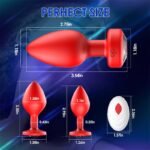 Hotsvibe 10 Vibrations Red Anal Plug Training Kit Vibrating Silicone Butt Plugs with Remote Control - Image 5