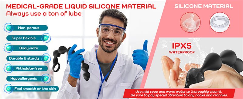 Hotsvibe 14.4 Inch Ultra Soft Liquid Silicone Vibrating Anal Beads with 10 Vibrations Long Flexible Vibrating Butt Plug 11