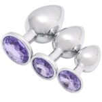 Hotsvibe 3 Pcs Jeweled Butt Plug​ Luxury Metal Anal Plug Light Purple Anal Training Kit Anal Sex Toy