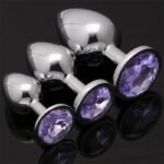 Hotsvibe 3 Pcs Jeweled Butt Plug​ Luxury Metal Anal Plug Light Purple Anal Training Kit Anal Sex Toy - Image 2