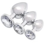 Hotsvibe 3 Pcs Luxury White Metal Butt Plug Jewelry Shaped Anal Trainer Jewel Butt Plug Kit