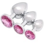 Hotsvibe 3 Pcs Pink Jewel Butt Plug​ Luxury Metal Butt Plug Fetish Beginner Anal Toys and Games