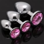 Hotsvibe 3 Pcs Pink Jewel Butt Plug​ Luxury Metal Butt Plug Fetish Beginner Anal Toys and Games - Image 2