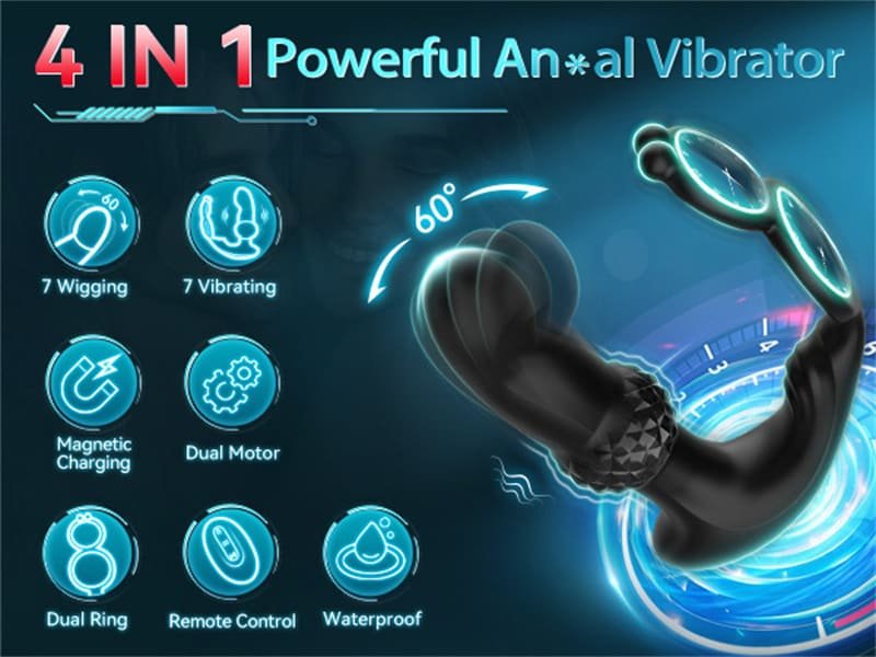 Hotsvibe 7 Vibrations Prostate Massager with Cock Ring Anal Sex Toys Anal Vibrator with APP Remote Control