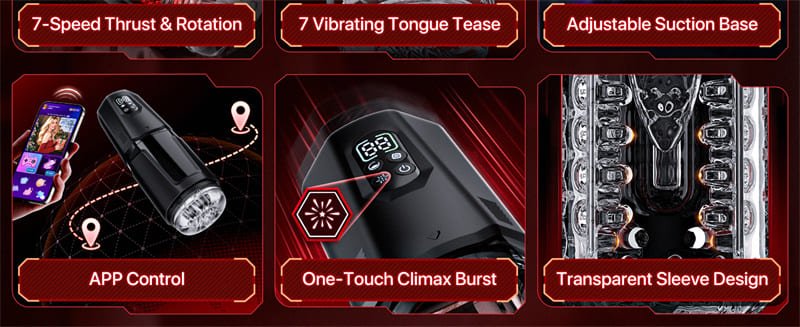 Hotsvibe AI Sync Hands-Free Male Masturbator Stroker with 7 Thrusting & Rotating 7 Licking & Vibrating & One-Click Burst