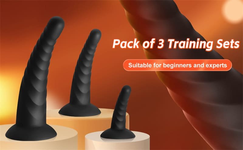 Hotsvibe Anal Plug Pack of 3 Anal Toys Silicone Butt Plug for Beginners Advanced Players Anal Trainer with Suction Base