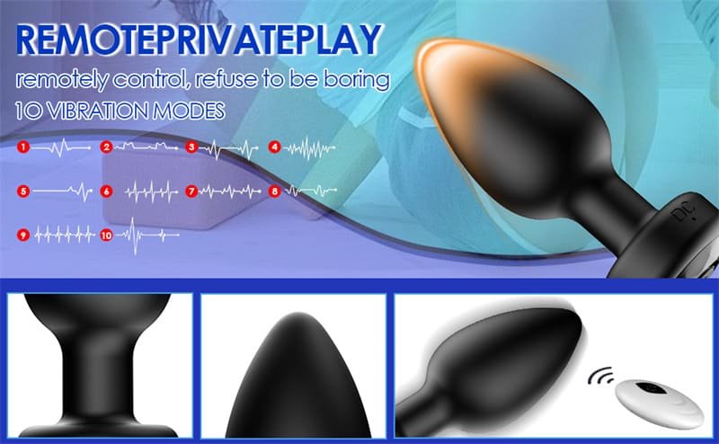 Hotsvibe Anal Plug Sex Toys Vibrator with 10 Vibration Modes Black Anal Plug for Adults with Remote Control 9
