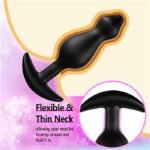 Hotsvibe Black Butt Plug Training Set Silicone Anal Beads Plug Kit with Narrow Flared Base & Long Neck - Image 2