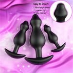 Hotsvibe Black Butt Plug Training Set Silicone Anal Beads Plug Kit with Narrow Flared Base & Long Neck - Image 3