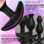 Hotsvibe Black Butt Plug Training Set Silicone Anal Beads Plug Kit with Narrow Flared Base & Long Neck - Image 4