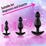 Hotsvibe Black Butt Plug Training Set Silicone Anal Beads Plug Kit with Narrow Flared Base & Long Neck - Image 6