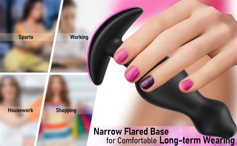 Hotsvibe Black Butt Plug Training Set Silicone Anal Beads Plug Kit with Narrow Flared Base Long Neck 9