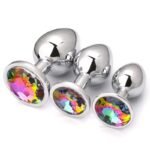 Hotsvibe Colorfully Metal Butt Plug Luxury Jewel Anal Plug Beginner 3 Piece Beginner Anal Toys Set