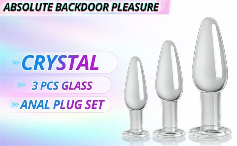 Hotsvibe Conical Glass Butt Plug, 3Pcs Transparent Anal Plug Glass Anal Sex toys for Women Men Couples