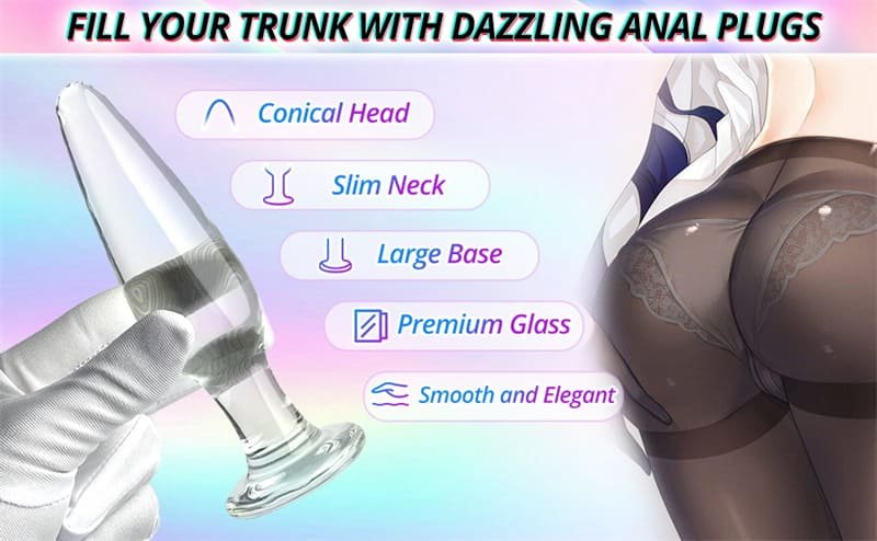 Hotsvibe Conical Glass Butt Plug, 3Pcs Transparent Anal Plug Glass Anal Sex toys for Women Men Couples