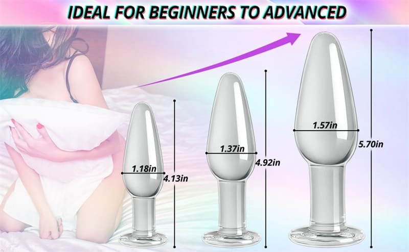 Hotsvibe Conical Glass Butt Plug, 3Pcs Transparent Anal Plug Glass Anal Sex toys for Women Men Couples