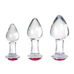 Hotsvibe Crystal Glass Anal Butt Plug Set for Women Men, 3Pcs Glass Butt Plug Anus Training Kit