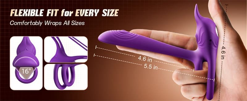 Hotsvibe Dual Penis Ring Vibrator with 10 Vibrations Fox-Shaped Vibrating Cock Ring & 4.6in G Spot Vibrator 9 Hotsvibe Dual Penis Ring Vibrator with 10 Vibrations Fox-Shaped Vibrating Cock Ring & 4.6in G Spot Vibrator