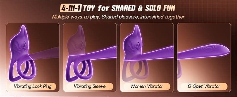 Hotsvibe Dual Penis Ring Vibrator with 10 Vibrations Fox-Shaped Vibrating Cock Ring & 4.6in G Spot Vibrator