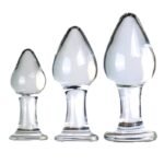 Hotsvibe Glass Butt Plug Anus Training Kit, 3Pcs Crystal Glass Anal Butt Plug Set for Women Men