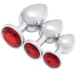 Hotsvibe Luxury Jewel Butt Plug Beginner 3 Piece Set Fetish Red Anal Butt Plugfor Men Women
