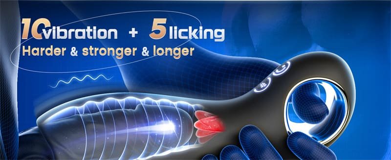 Hotsvibe Male Masturbator - 10 Vibration & 5 Tongue Licking Male Sex Toys for Men Penis Vibrator with Loop-Handle