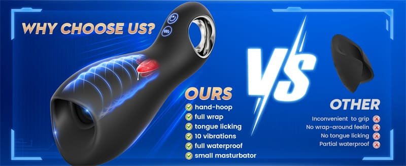 Hotsvibe Male Masturbator - 10 Vibration & 5 Tongue Licking Male Sex Toys for Men Penis Vibrator with Loop-Handle