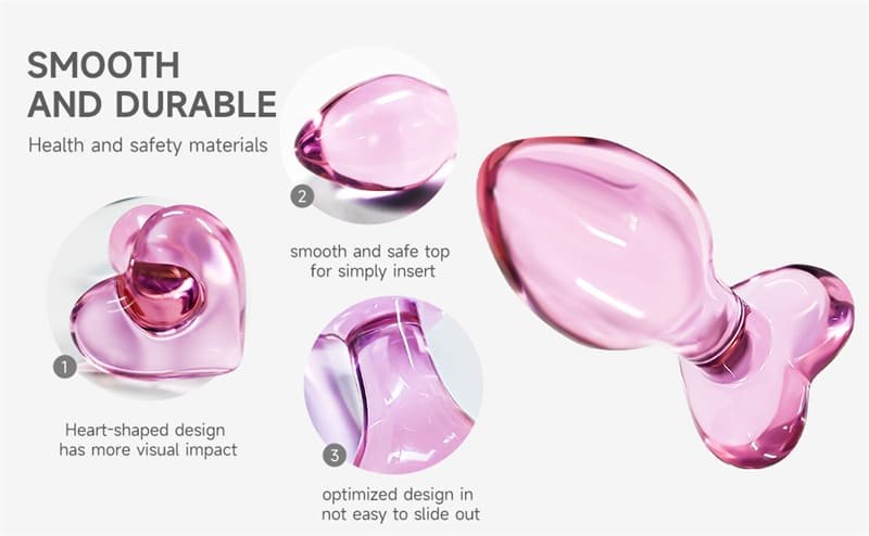 Hotsvibe Mini Pink Glass Anal Plug for Men Women Crystal Glass Butt Plug Anal Masturbation Plug
