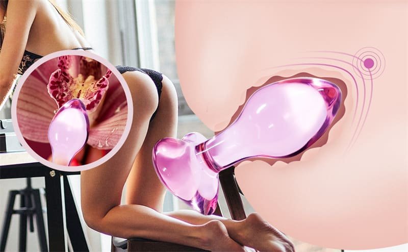 Hotsvibe Mini Pink Glass Anal Plug for Men Women Crystal Glass Butt Plug Anal Masturbation Plug