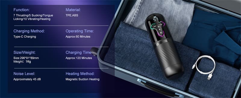 Hotsvibe Upgrade 5 in 1 Heating Male Masturbator Penis Pump with 10 Vibrating & Licking 7 Thrusting & 5 Sucking Modes