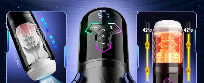 Hotsvibe Upgrade 5 in 1 Heating Male Masturbator Penis Pump with 10 Vibrating & Licking 7 Thrusting & 5 Sucking Modes
