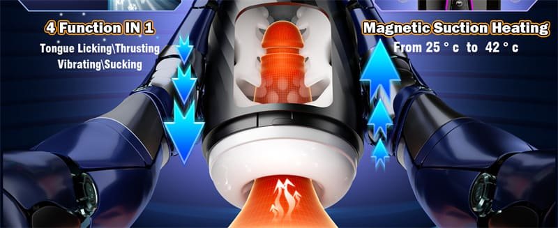 Hotsvibe Upgrade 5 in 1 Heating Male Masturbator Penis Pump with 10 Vibrating & Licking 7 Thrusting & 5 Sucking Modes