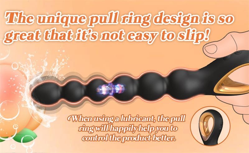 Hotsvibe Vibrating Anal Beads Butt Plug with 10 Vibrations Silicone Anal Beads with Pull Ring Design Anal Toy 9